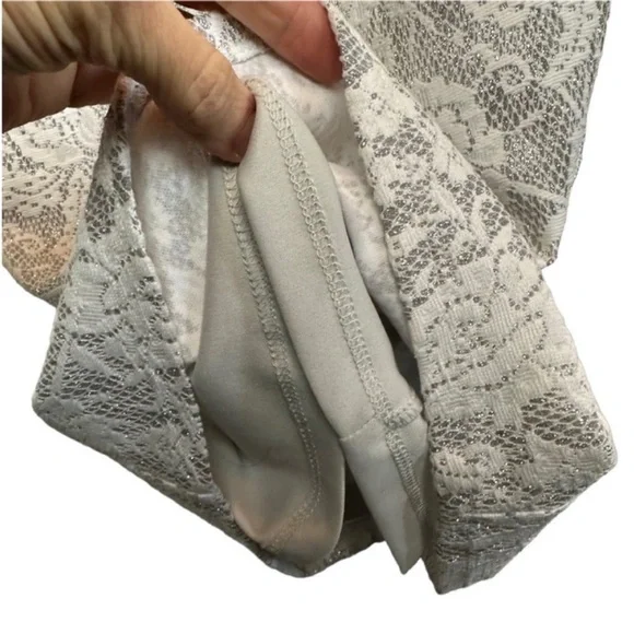 Topshop Nordstrom white & silver floral sleeveless cutout fitted dress 2 EUC - Picture 5 of 7